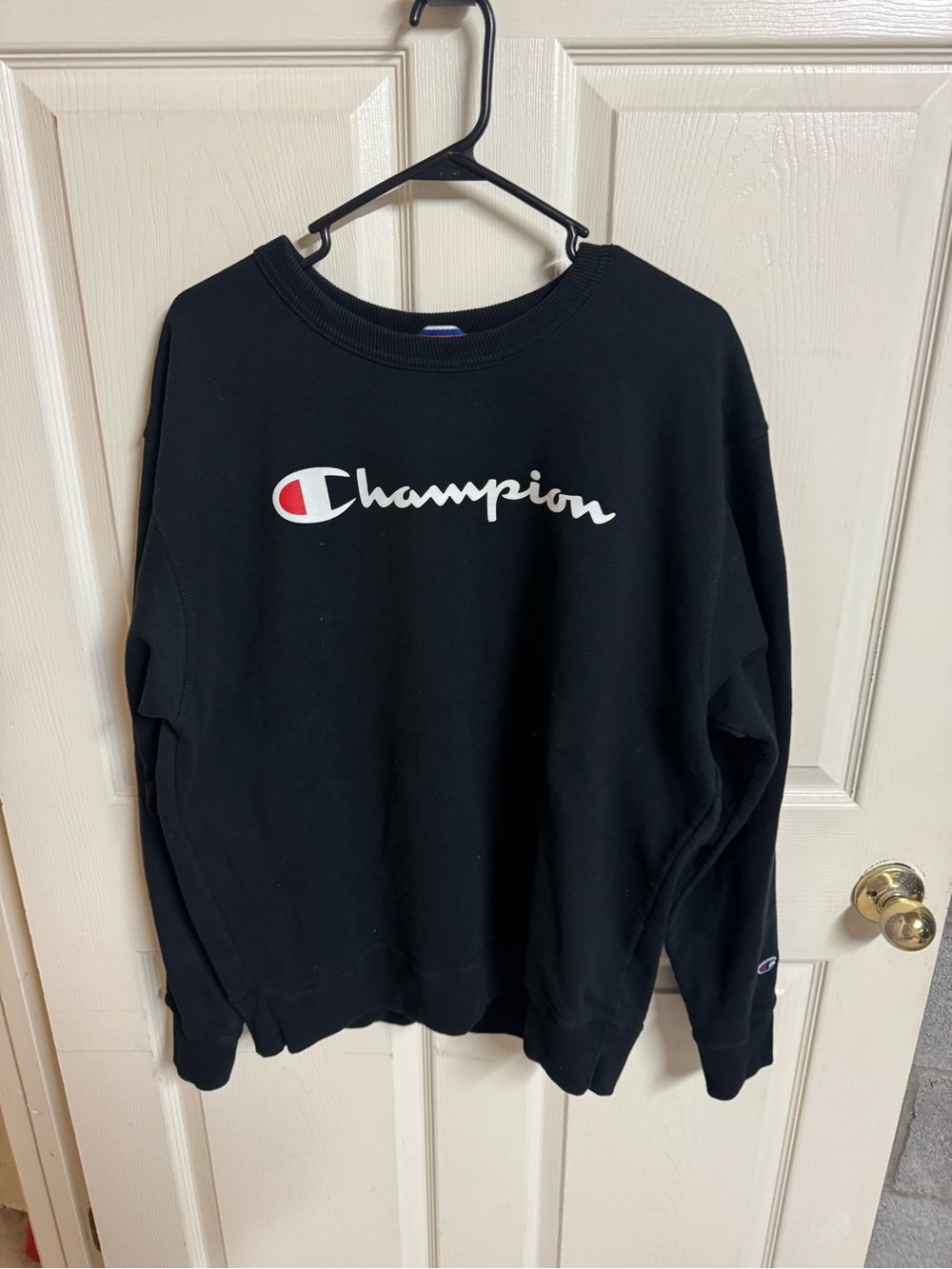 Champion Black Sweatshirt with Red, White & Blue Trim